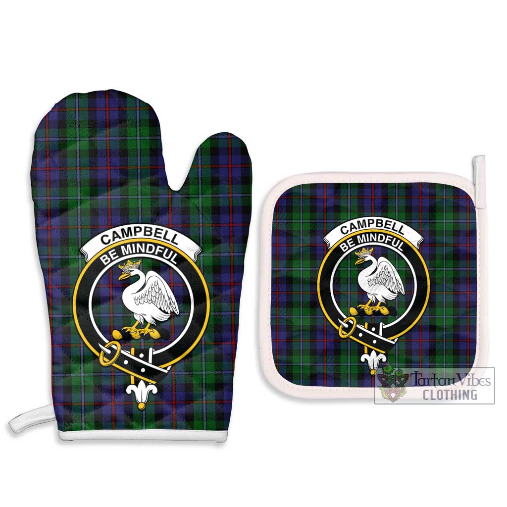 Tartan Vibes Clothing Campbell of Cawdor Tartan Combo Oven Mitt & Pot-Holder with Family Crest