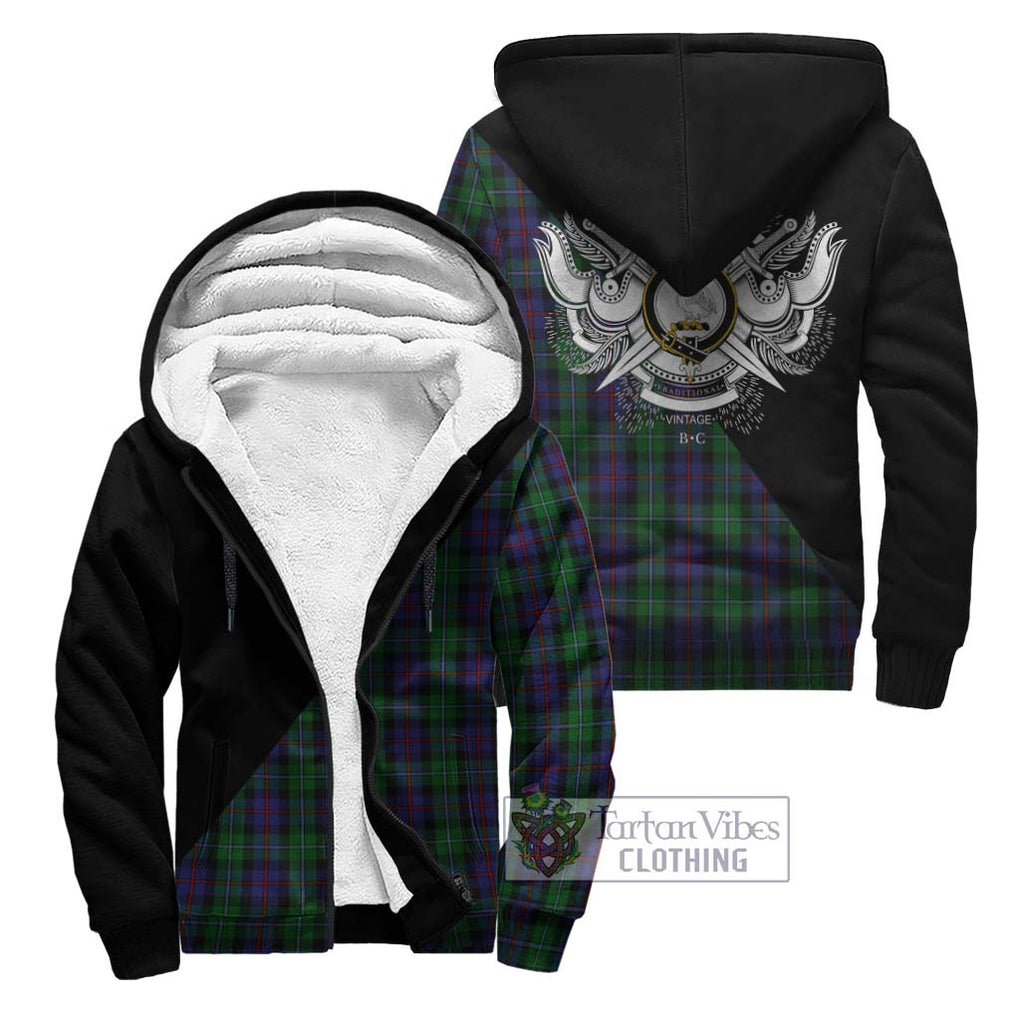 Campbell of Cawdor Tartan Sherpa Hoodie with Family Crest and Military Logo Style Unisex - Tartanvibesclothing Shop