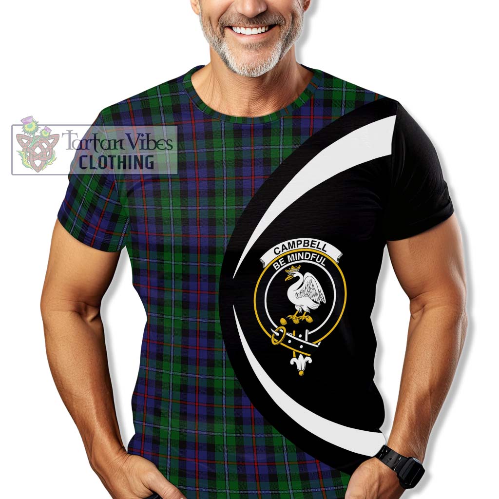 Tartan Vibes Clothing Campbell of Cawdor Tartan T-Shirt with Family Crest Circle Style