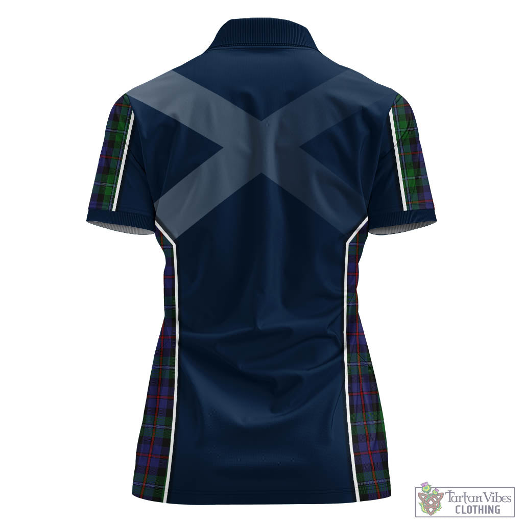 Tartan Vibes Clothing Campbell of Cawdor Tartan Women's Polo Shirt with Family Crest and Scottish Thistle Vibes Sport Style