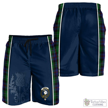 Campbell of Cawdor Tartan Men's Shorts with Family Crest and Scottish Thistle Vibes Sport Style