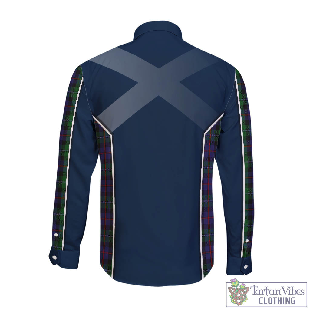 Tartan Vibes Clothing Campbell of Cawdor Tartan Long Sleeve Button Up Shirt with Family Crest and Lion Rampant Vibes Sport Style