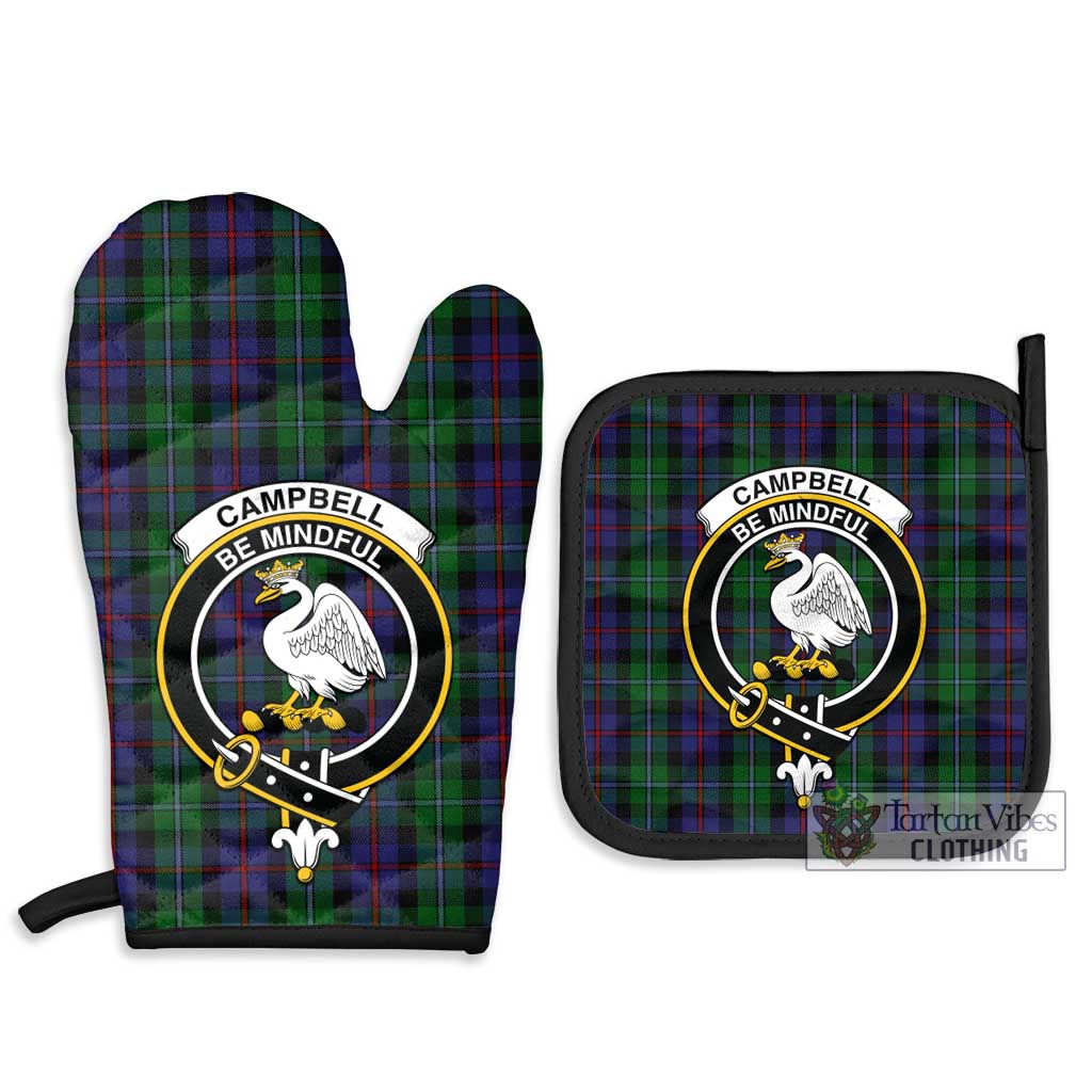 Tartan Vibes Clothing Campbell of Cawdor Tartan Combo Oven Mitt & Pot-Holder with Family Crest