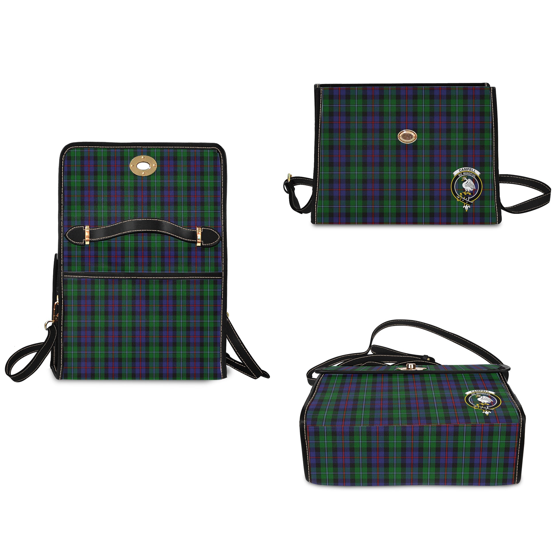 campbell-of-cawdor-tartan-leather-strap-waterproof-canvas-bag-with-family-crest