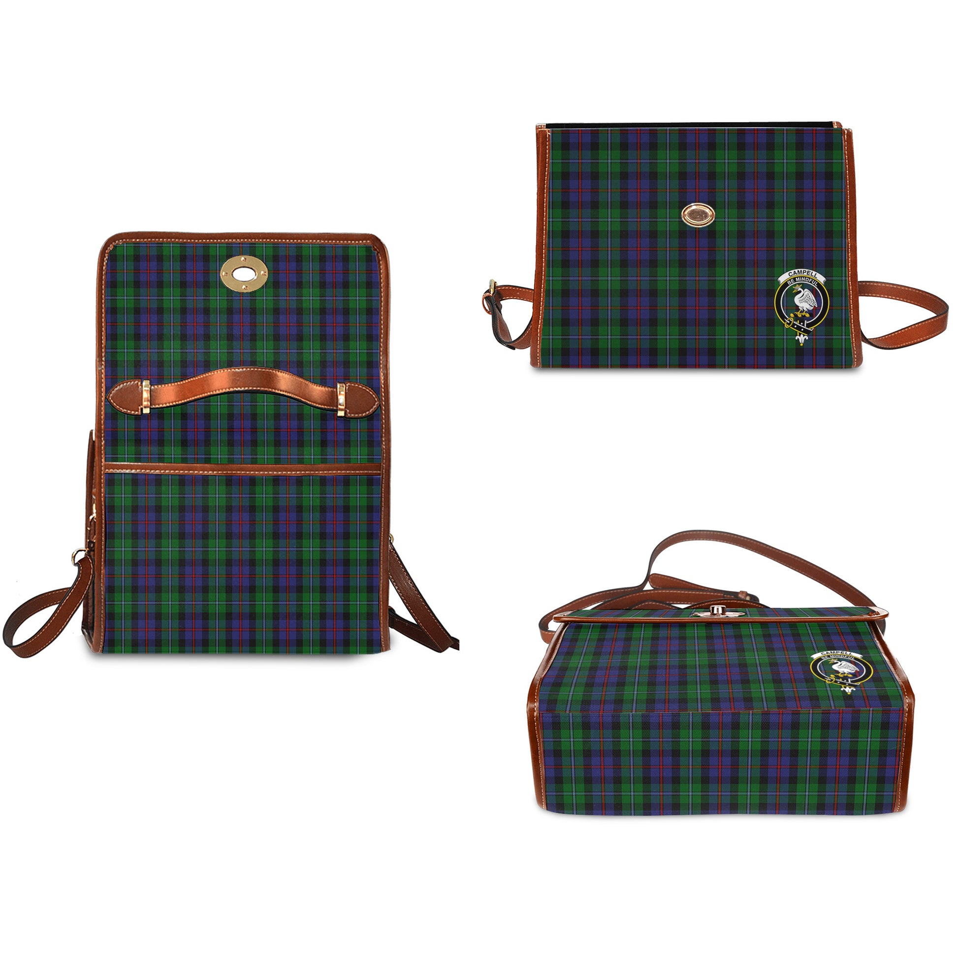 campbell-of-cawdor-tartan-leather-strap-waterproof-canvas-bag-with-family-crest