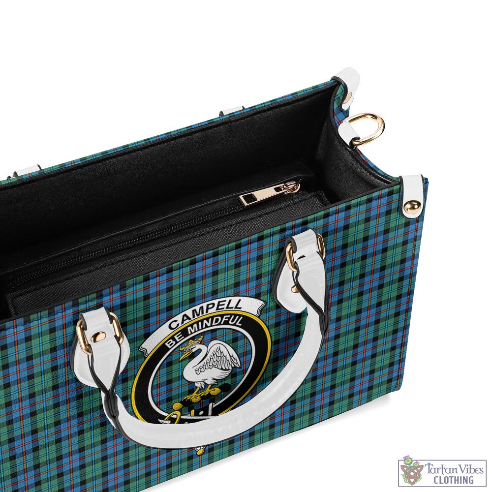 Tartan Vibes Clothing Campbell of Cawdor Ancient Tartan Luxury Leather Handbags with Family Crest