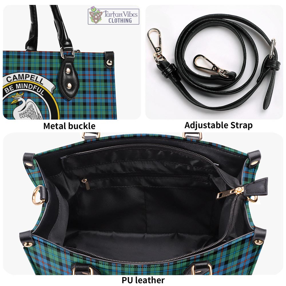 Tartan Vibes Clothing Campbell of Cawdor Ancient Tartan Luxury Leather Handbags with Family Crest