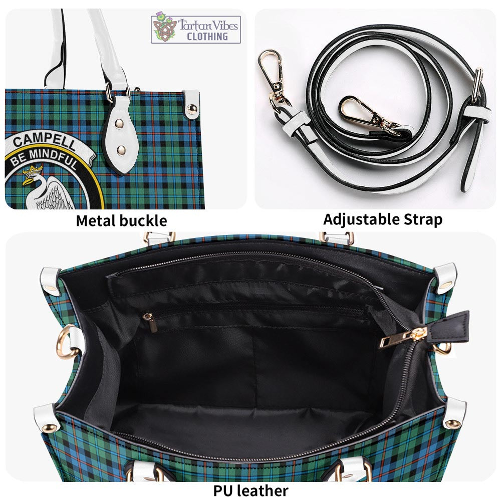 Tartan Vibes Clothing Campbell of Cawdor Ancient Tartan Luxury Leather Handbags with Family Crest