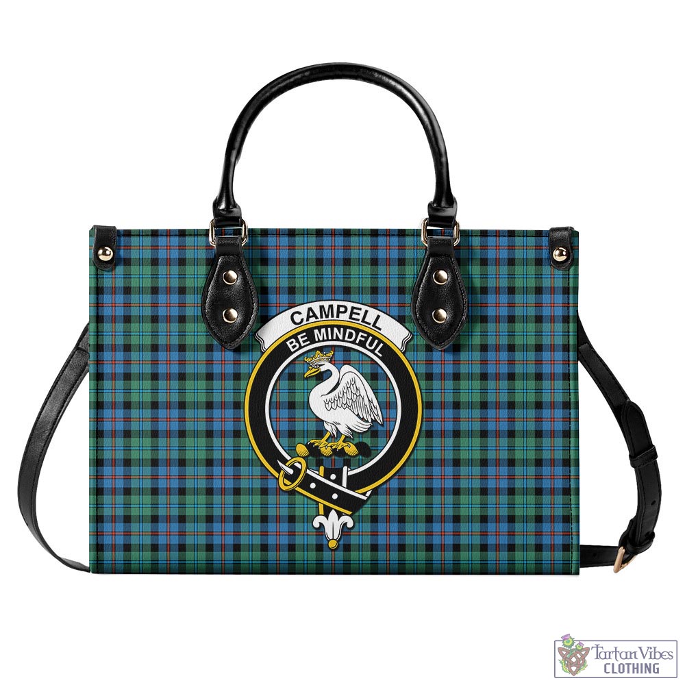 Tartan Vibes Clothing Campbell of Cawdor Ancient Tartan Luxury Leather Handbags with Family Crest