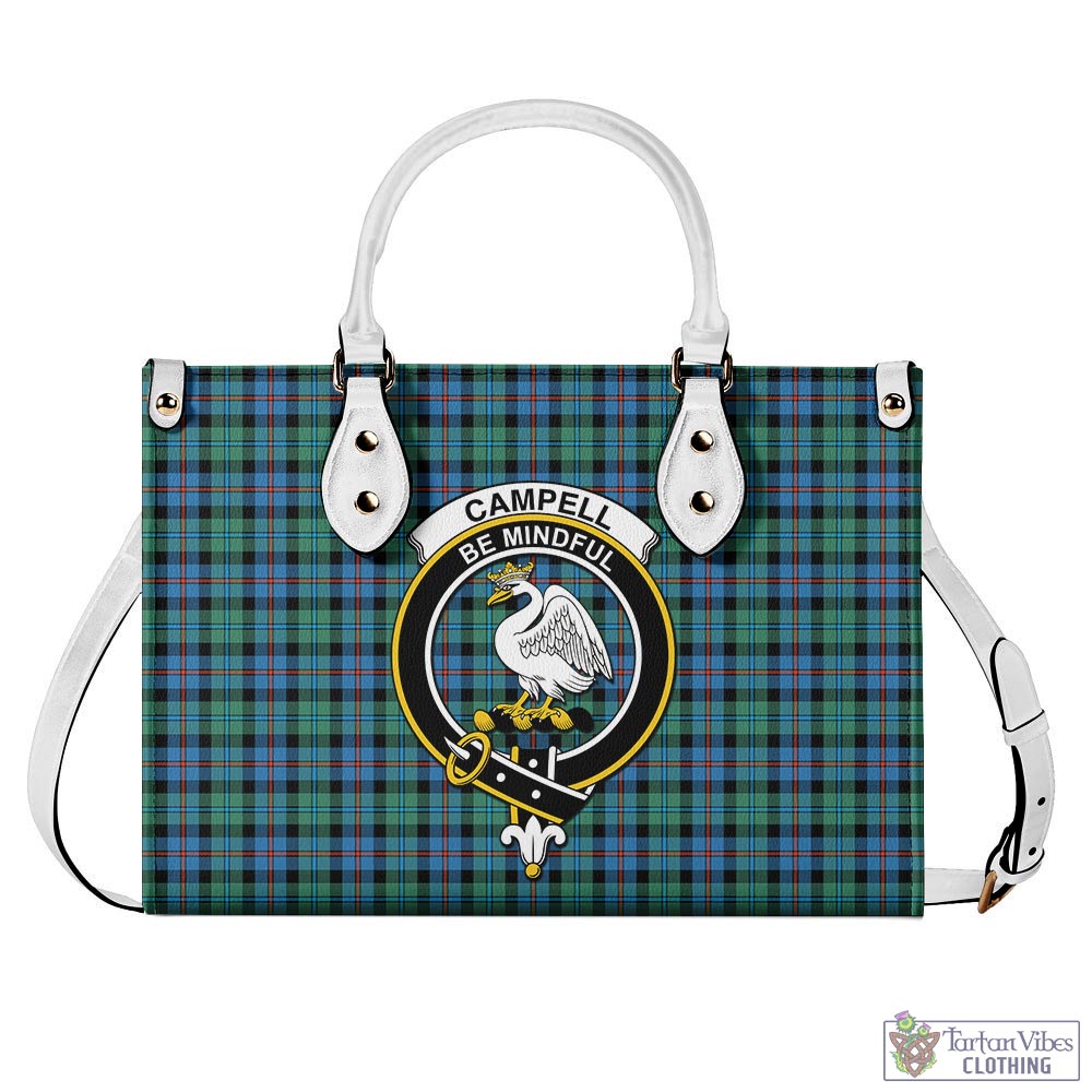 Tartan Vibes Clothing Campbell of Cawdor Ancient Tartan Luxury Leather Handbags with Family Crest