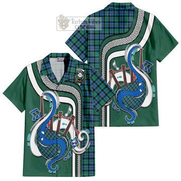 Campbell of Cawdor Ancient Tartan Short Sleeve Button Shirt with Epic Bagpipe Style