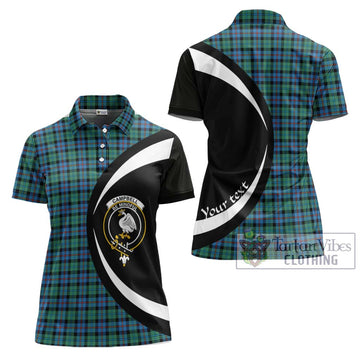 Campbell of Cawdor Ancient Tartan Women's Polo Shirt with Family Crest Circle Style