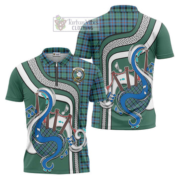 Campbell of Cawdor Ancient Tartan Zipper Polo Shirt with Epic Bagpipe Style