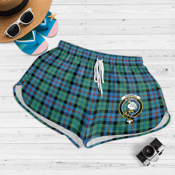 Campbell of Cawdor Ancient Tartan Womens Shorts with Family Crest