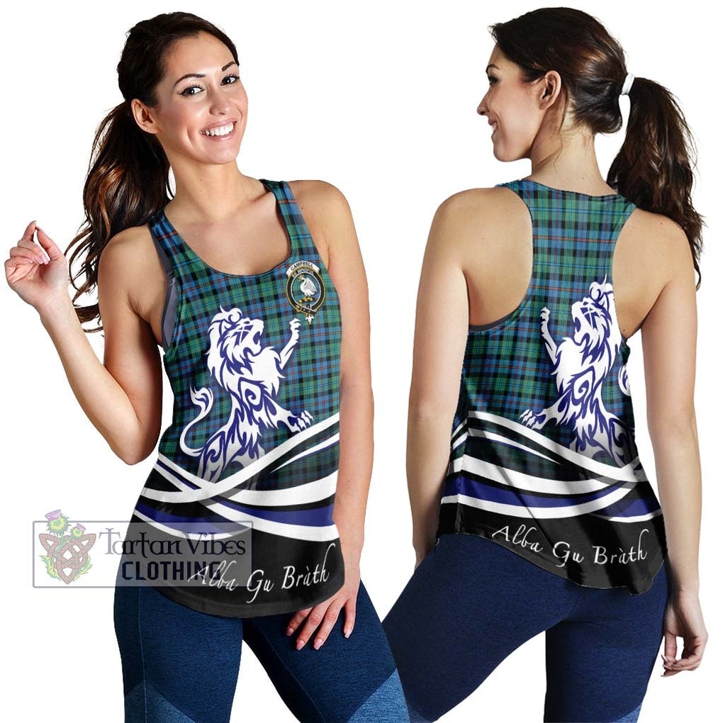 Campbell of Cawdor Ancient Tartan Women's Racerback Tanks with Alba Gu Brath Regal Lion Emblem 4XL - Tartanvibesclothing Shop