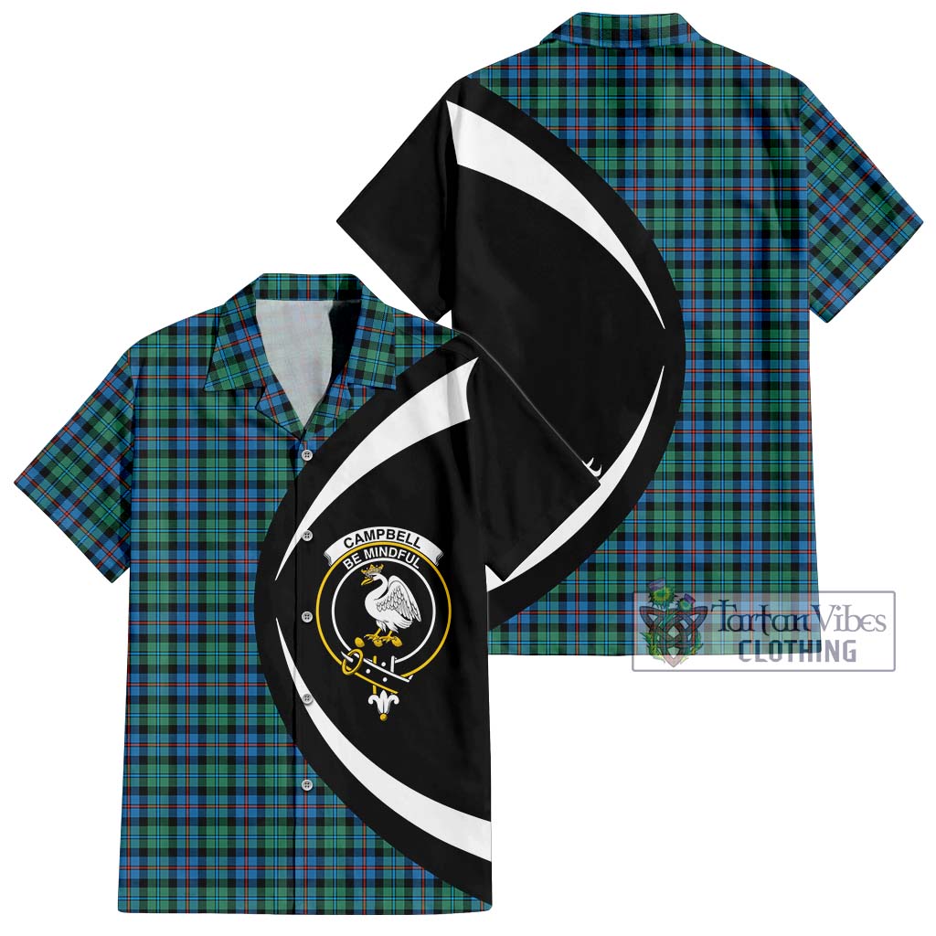 Campbell of Cawdor Ancient Tartan Short Sleeve Button Up with Family Crest Circle Style Kid - Tartan Vibes Clothing