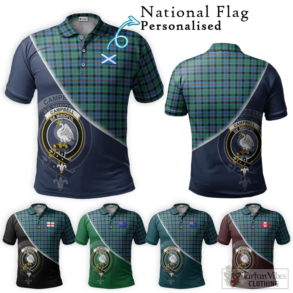 Campbell of Cawdor Ancient Tartan Polo Shirt with Personalised National Flag and Family Crest Half Style Maroon - Tartanvibesclothing Shop