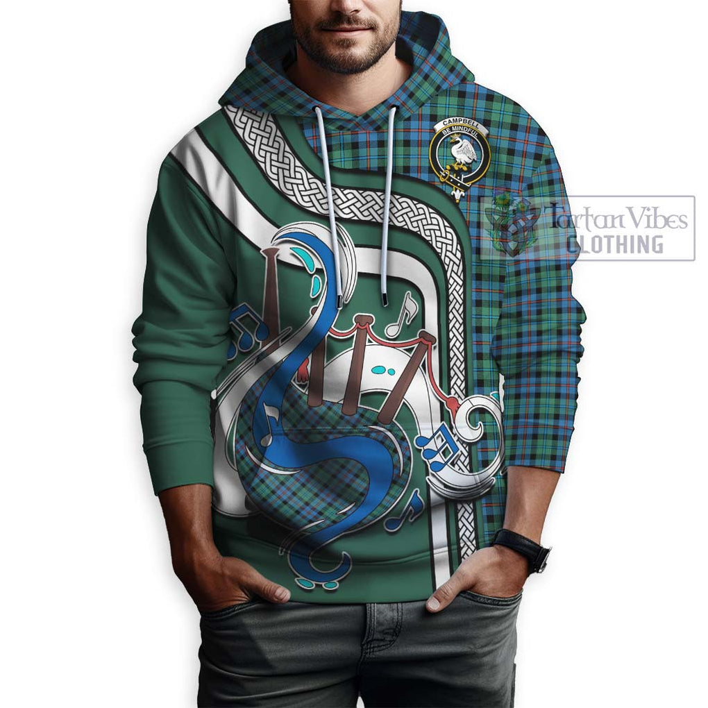 Campbell of Cawdor Ancient Tartan Hoodie with Epic Bagpipe Style Zip Hoodie - Tartanvibesclothing Shop