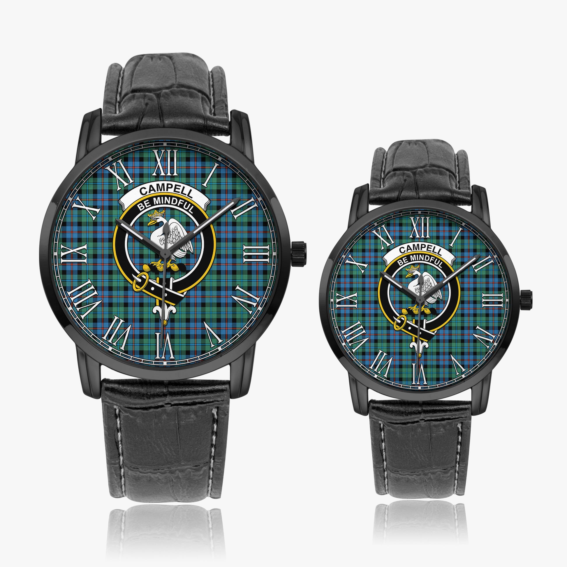 Campbell of Cawdor Ancient Tartan Family Crest Leather Strap Quartz Watch - Tartanvibesclothing