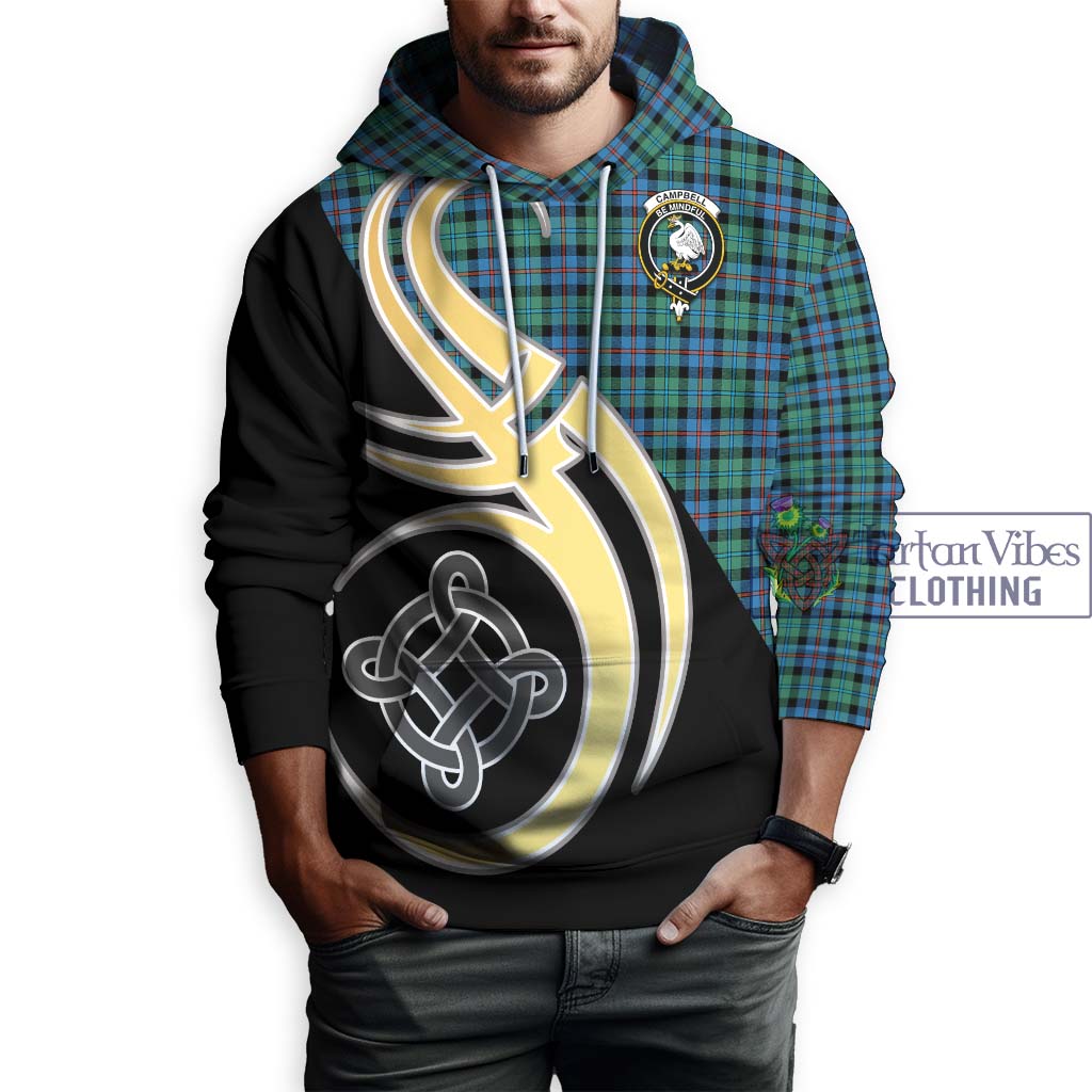 Campbell of Cawdor Ancient Tartan Hoodie with Family Crest and Celtic Symbol Style Zip Hoodie - Tartan Vibes Clothing