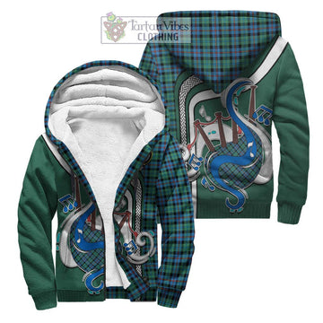 Campbell of Cawdor Ancient Tartan Sherpa Hoodie with Epic Bagpipe Style