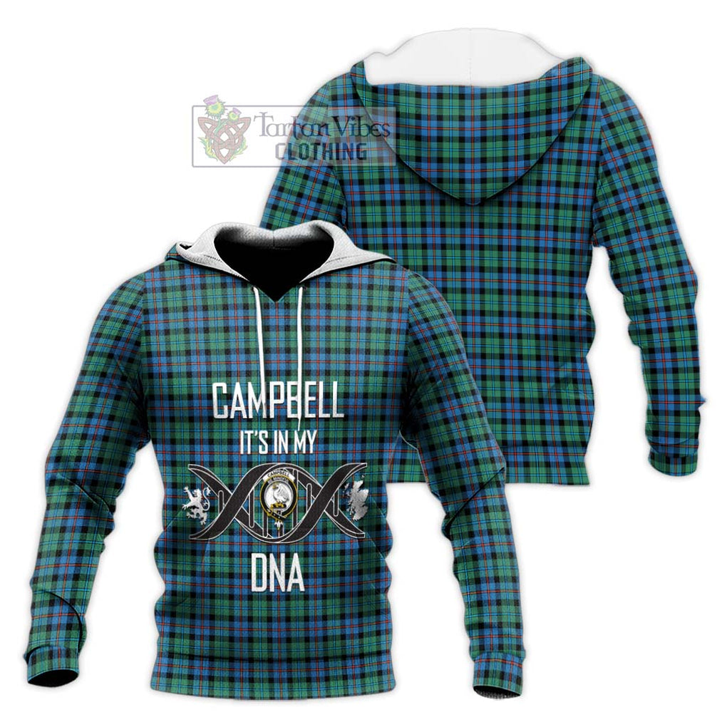 Campbell of Cawdor Ancient Tartan Knitted Hoodie with Family Crest DNA In Me Style Unisex Knitted Pullover Hoodie - Tartanvibesclothing Shop