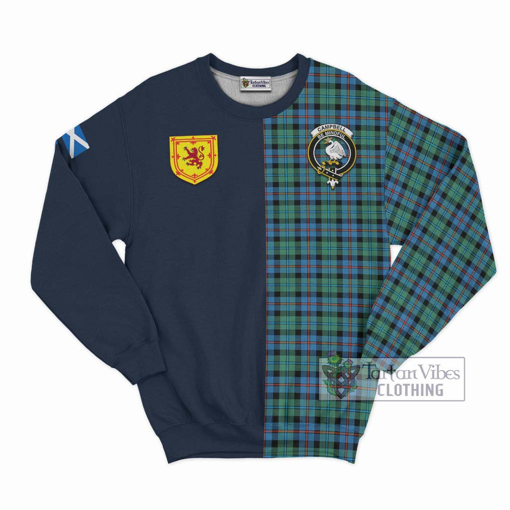 Tartan Vibes Clothing Campbell of Cawdor Ancient Tartan Sweatshirt with Scottish Lion Royal Arm Half Style