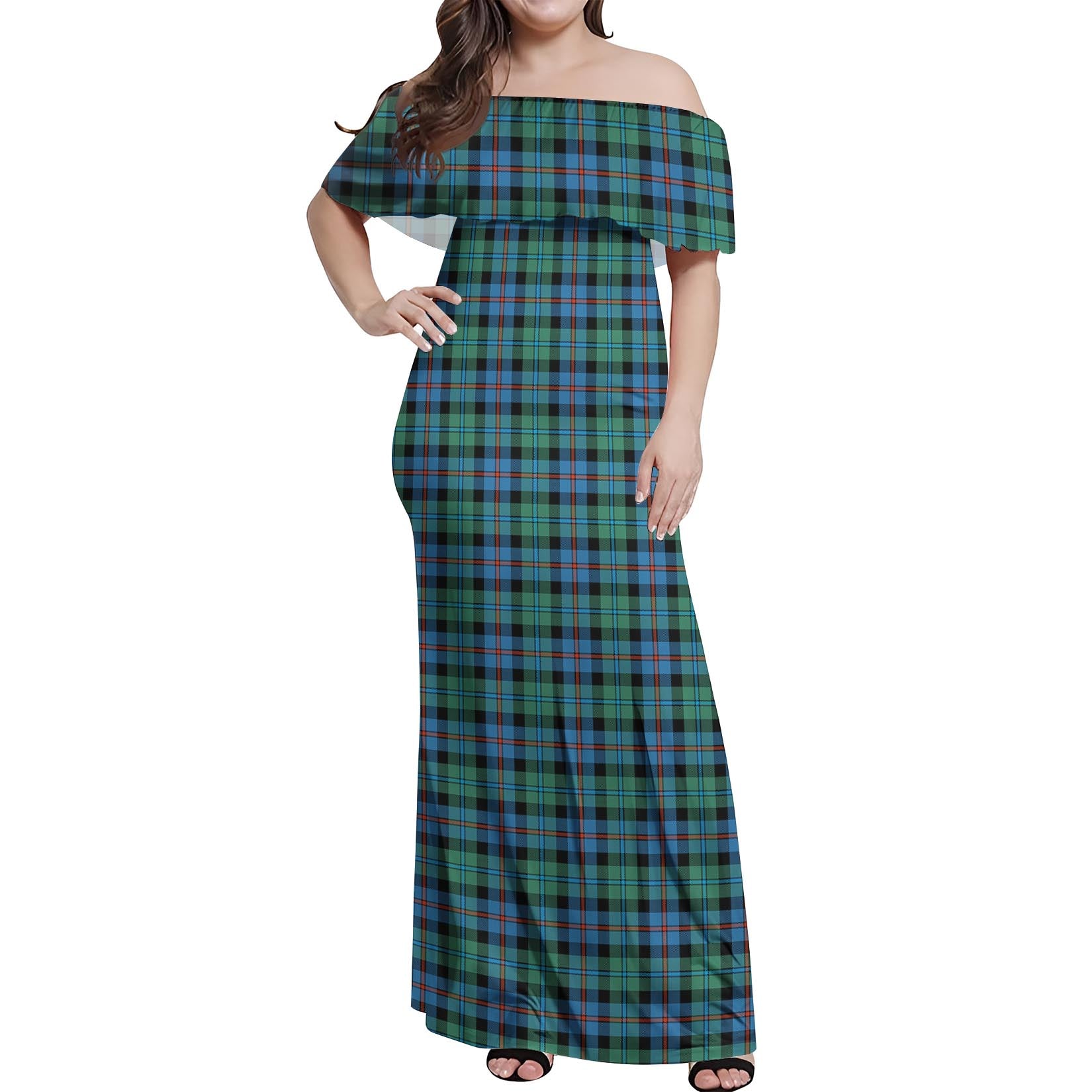 Campbell of Cawdor Ancient Tartan Off Shoulder Long Dress Women's Dress - Tartanvibesclothing