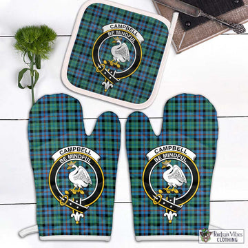 Campbell of Cawdor Ancient Tartan Combo Oven Mitt & Pot-Holder with Family Crest