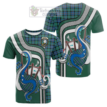 Campbell of Cawdor Ancient Tartan Cotton T-shirt with Epic Bagpipe Style