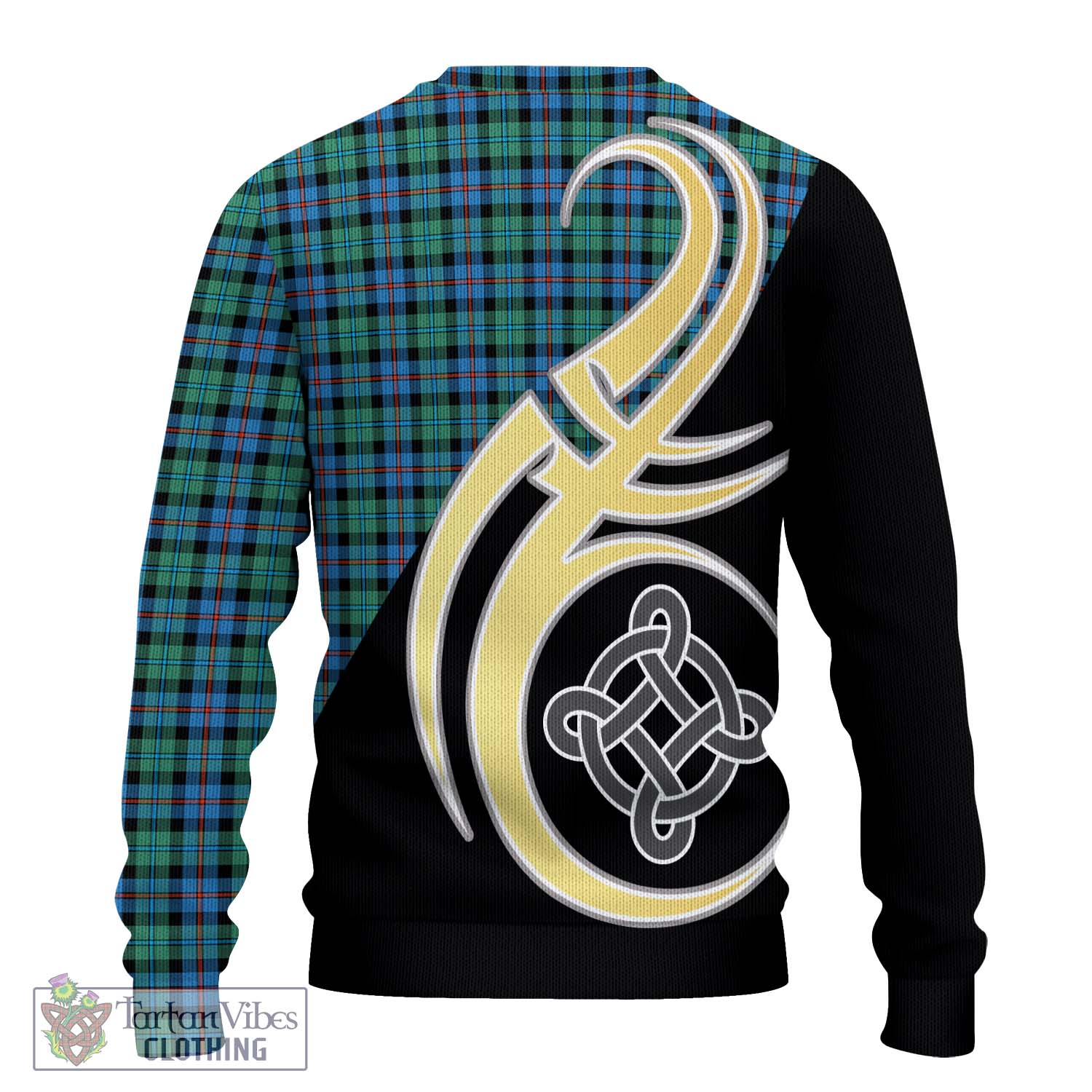 Campbell of Cawdor Ancient Tartan Knitted Sweater with Family Crest and Celtic Symbol Style - Tartan Vibes Clothing