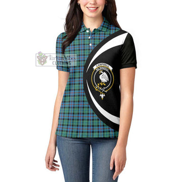 Campbell of Cawdor Ancient Tartan Women's Polo Shirt with Family Crest Circle Style