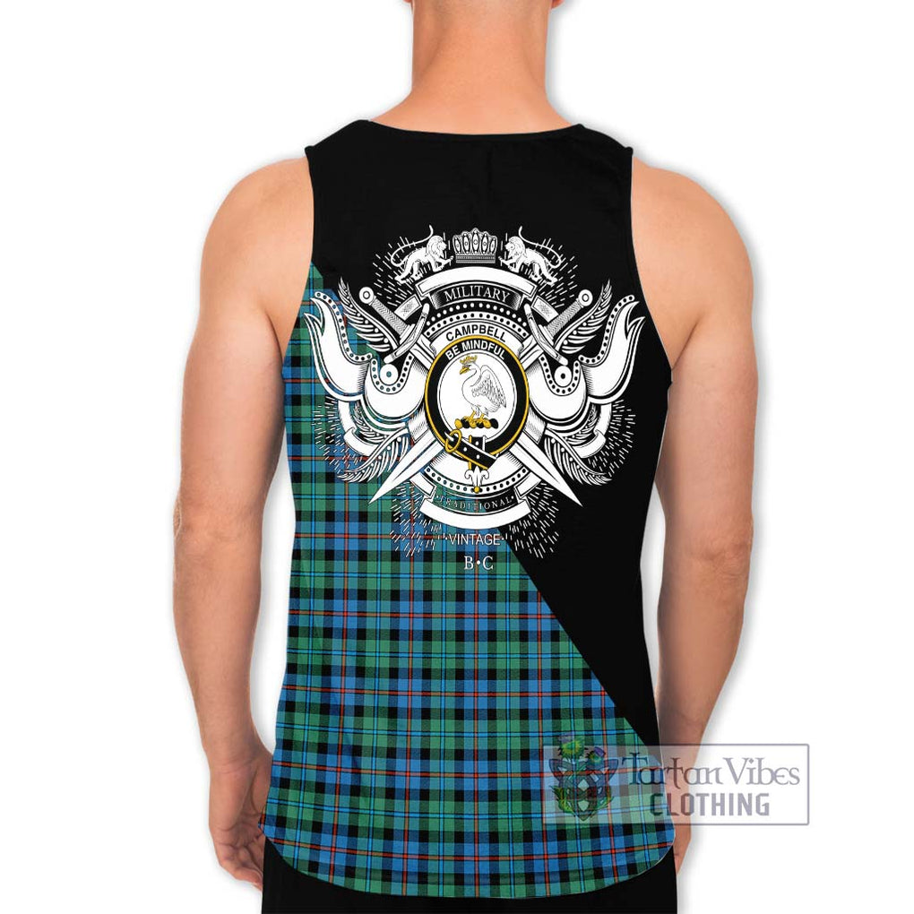 Campbell of Cawdor Ancient Tartan Men's Tank Top with Family Crest and Military Logo Style - Tartanvibesclothing Shop