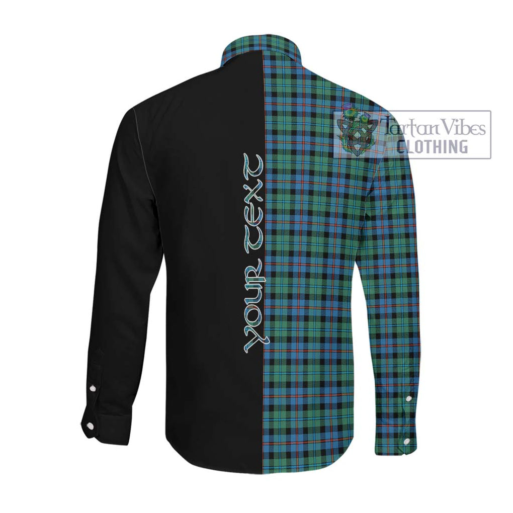 Campbell of Cawdor Ancient Tartan Long Sleeve Button Shirt with Family Crest and Half Of Me Style Men's Shirt - Tartanvibesclothing Shop