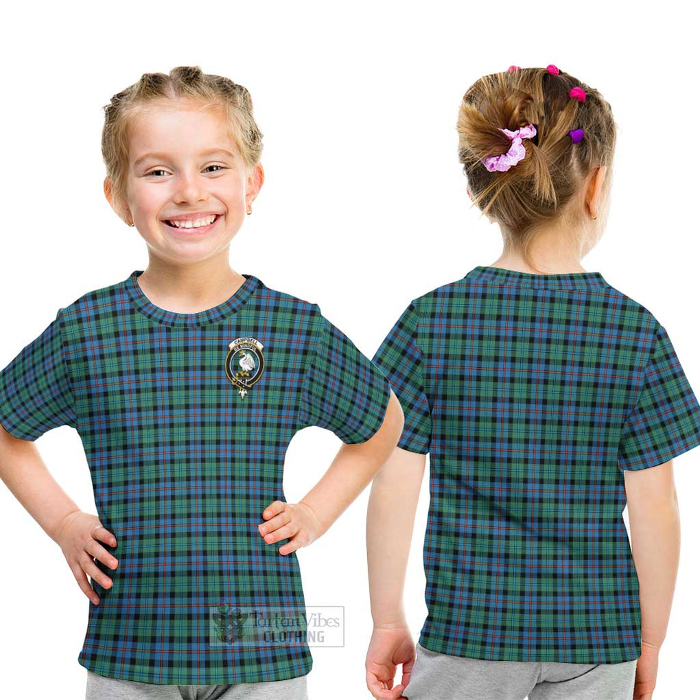 Campbell of Cawdor Ancient Tartan Kid T-Shirt with Family Crest - Tartanvibesclothing Shop