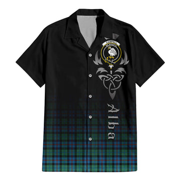 Campbell of Cawdor Ancient Tartan Short Sleeve Button Up Shirt Featuring Alba Gu Brath Family Crest Celtic Inspired