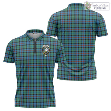 Campbell of Cawdor Ancient Tartan Zipper Polo Shirt with Family Crest