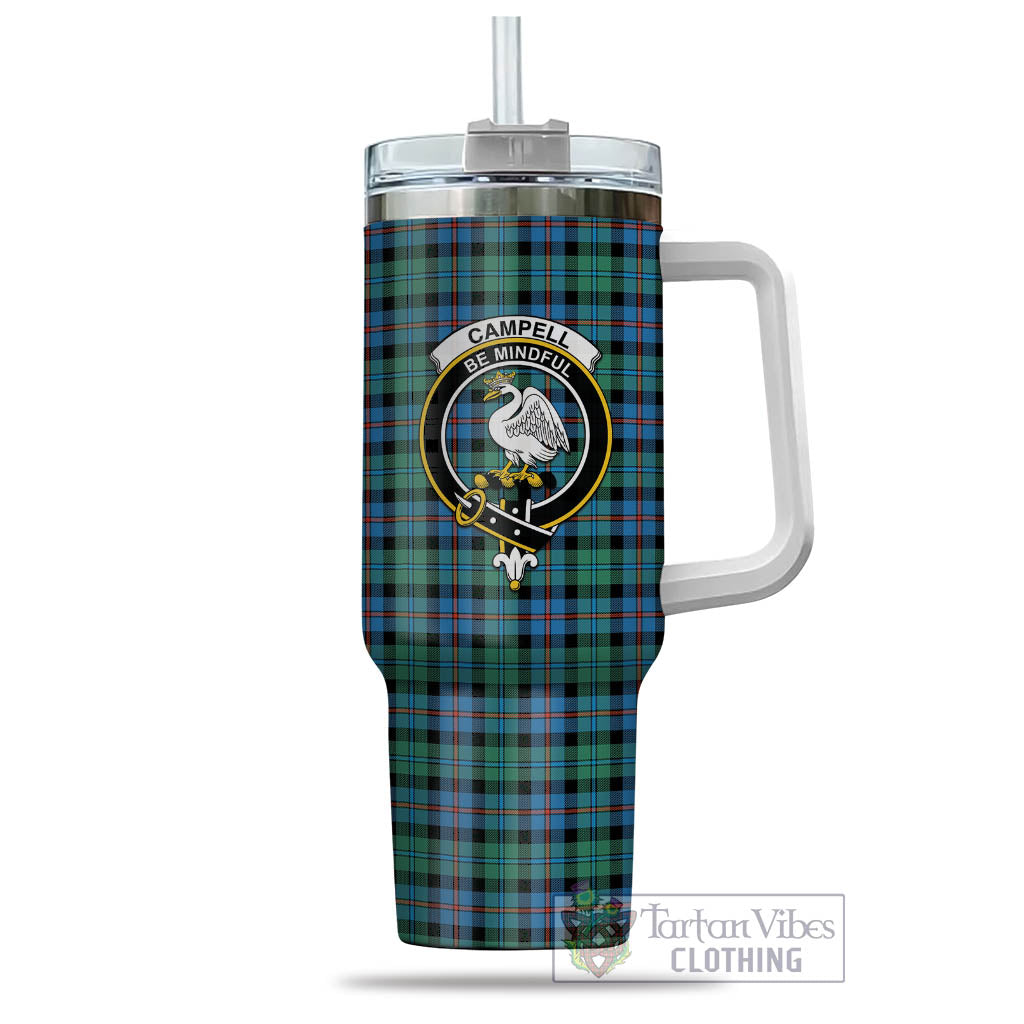 Tartan Vibes Clothing Campbell of Cawdor Ancient Tartan and Family Crest Tumbler with Handle