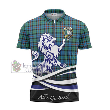 Campbell of Cawdor Ancient Tartan Zipper Polo Shirt with Alba Gu Brath Regal Lion Emblem