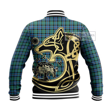 Campbell of Cawdor Ancient Tartan Baseball Jacket with Family Crest Celtic Wolf Style