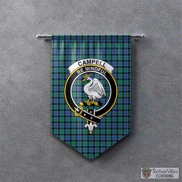 Campbell of Cawdor Ancient Tartan Gonfalon, Tartan Banner with Family Crest