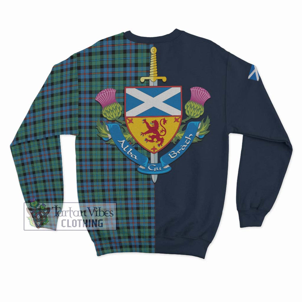 Tartan Vibes Clothing Campbell of Cawdor Ancient Tartan Sweatshirt with Scottish Lion Royal Arm Half Style