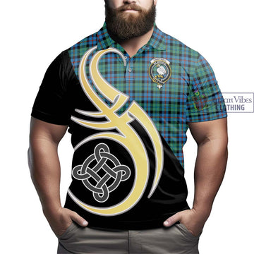 Campbell of Cawdor Ancient Tartan Polo Shirt with Family Crest and Celtic Symbol Style