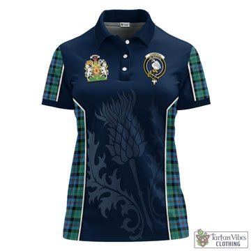 Campbell of Cawdor Ancient Tartan Women's Polo Shirt with Family Crest and Scottish Thistle Vibes Sport Style