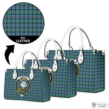 Campbell of Cawdor Ancient Tartan Luxury Leather Handbags with Family Crest