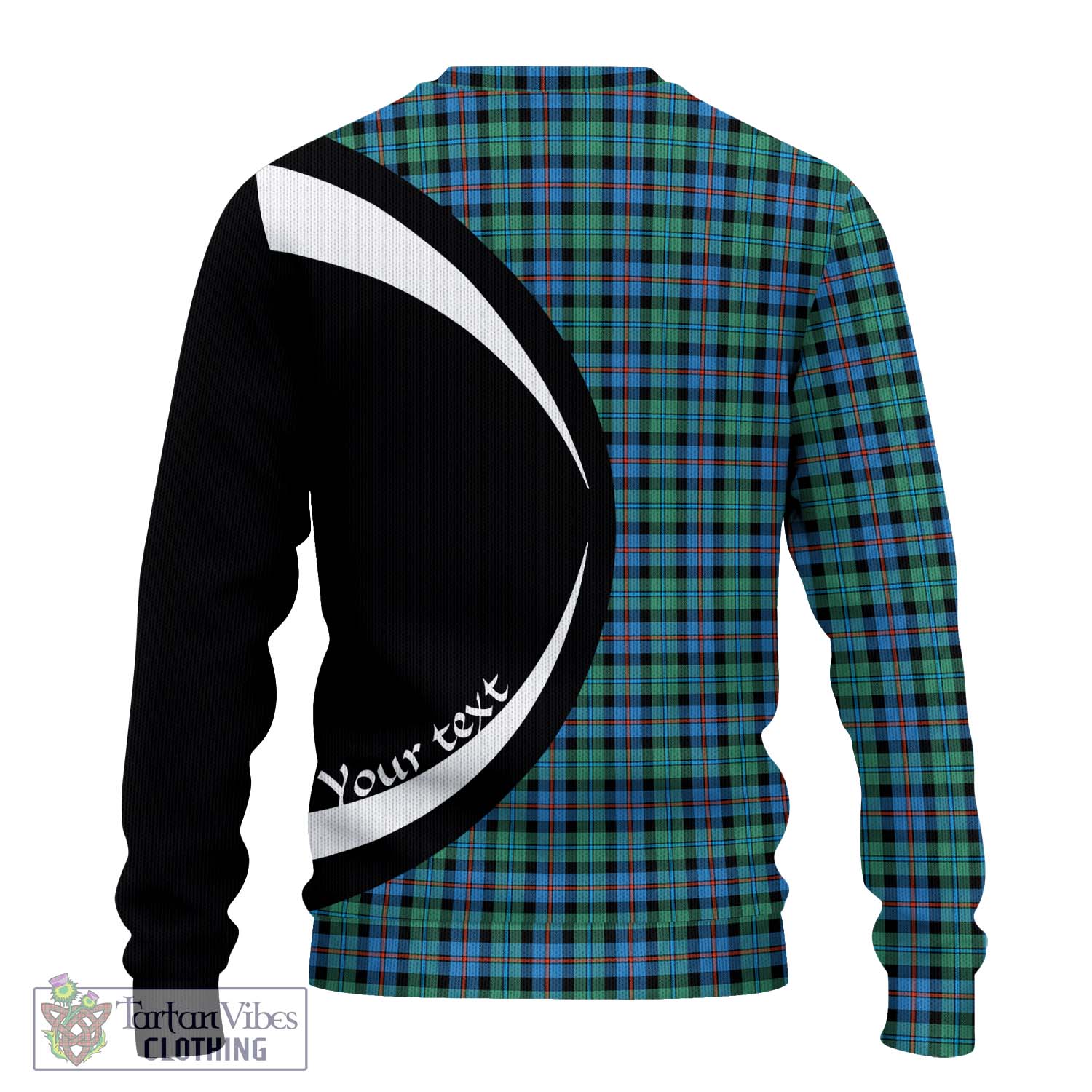 Tartan Vibes Clothing Campbell of Cawdor Ancient Tartan Knitted Sweater with Family Crest Circle Style