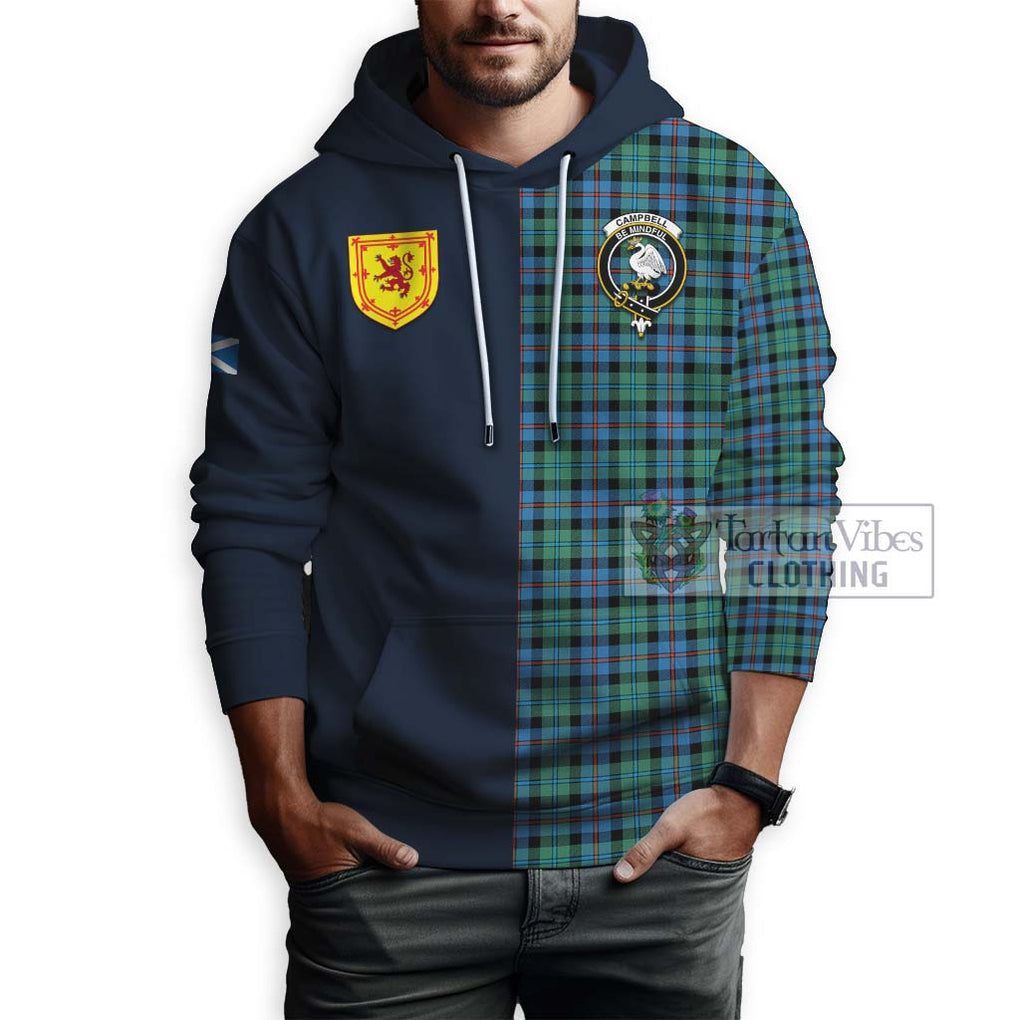 Tartan Vibes Clothing Campbell of Cawdor Ancient Tartan Hoodie with Scottish Lion Royal Arm Half Style