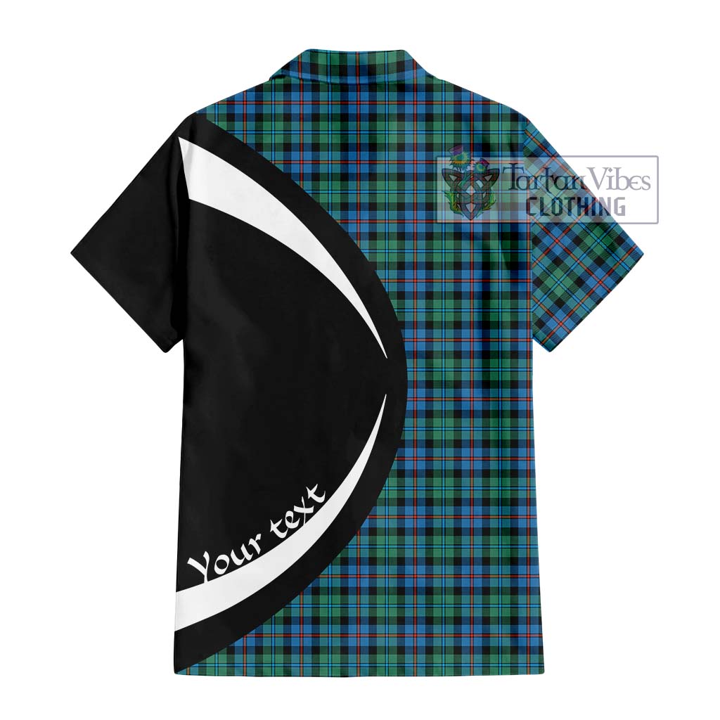 Campbell of Cawdor Ancient Tartan Short Sleeve Button Up with Family Crest Circle Style - Tartan Vibes Clothing