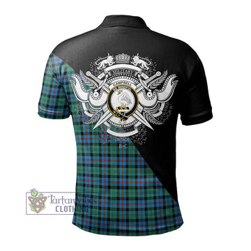 Campbell of Cawdor Ancient Tartan Polo Shirt with Family Crest and Military Logo Style