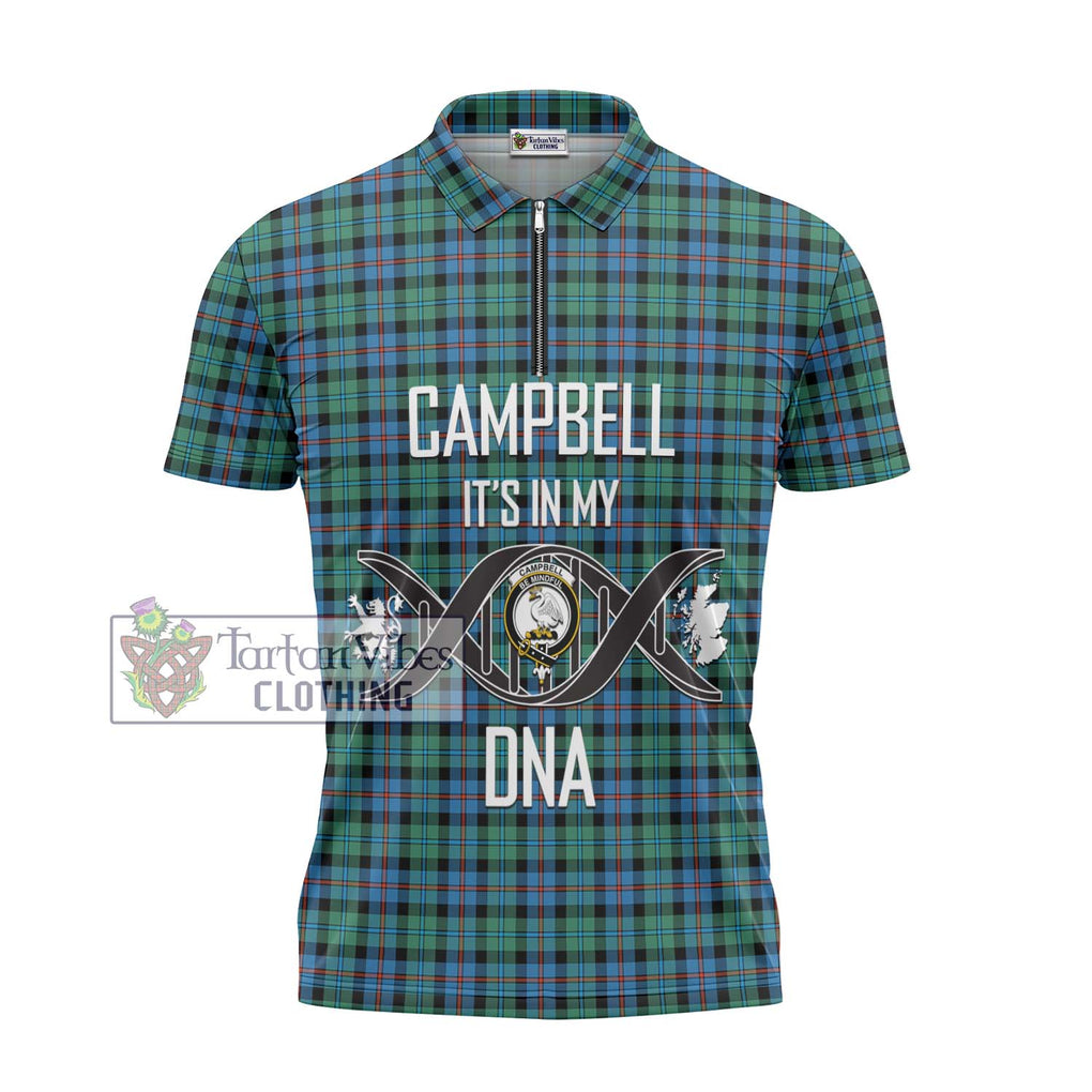 Campbell of Cawdor Ancient Tartan Zipper Polo Shirt with Family Crest DNA In Me Style - Tartanvibesclothing Shop